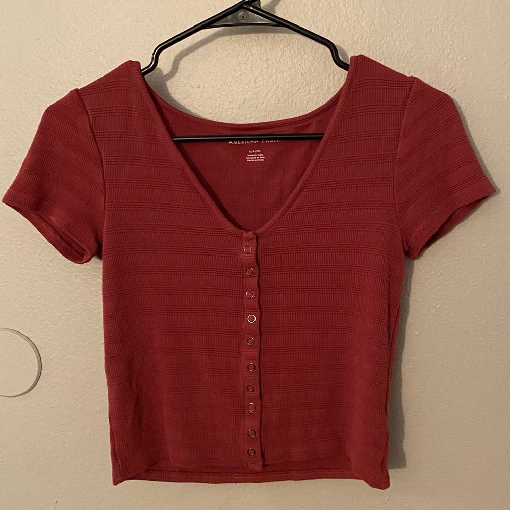 American Eagle Rust Ribbed Cropped Top